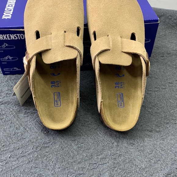 NWT Women's Birkenstock Boston Narrow Fit | Latte Cream Suede • Airport-Ready - Picture 4 of 5